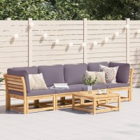 vidaXL 4 Piece Patio Lounge Set with Cushions Solid Wood Acacia