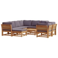 vidaXL 10 Piece Patio Lounge Set with Cushions Solid Wood Acacia