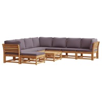 vidaXL 9 Piece Patio Lounge Set with Cushions Solid Wood Acacia