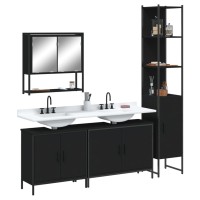 vidaXL 4 Piece Bathroom Furniture Set Black Engineered Wood