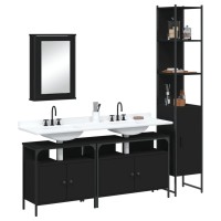 vidaXL 4 Piece Bathroom Furniture Set Black Engineered Wood