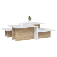 Vidaxl Coffee Tables 2 Pcs Sonoma Oak And White Engineered Wood