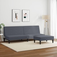 vidaXL 2-Seater Sofa Bed with Footstool Dark Gray Velvet