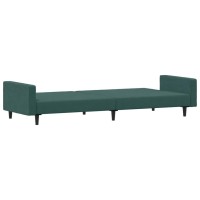 vidaXL 2-Seater Sofa Bed with Footstool Dark Green Velvet