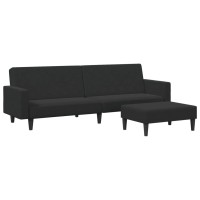 vidaXL 2-Seater Sofa Bed with Footstool Black Velvet