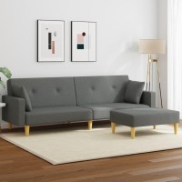 vidaXL 2-Seater Sofa Bed with Footstool Dark Gray Fabric