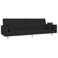 vidaXL 2-Seater Sofa Bed with Footstool Black Fabric