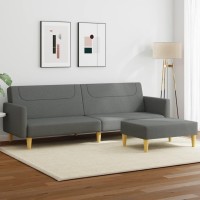 vidaXL 2-Seater Sofa Bed with Footstool Dark Gray Fabric