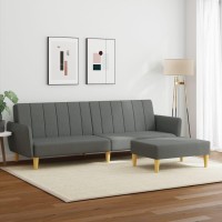 vidaXL 2-Seater Sofa Bed with Footstool Dark Gray Fabric