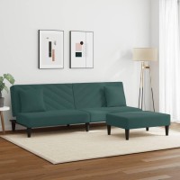 vidaXL 2 Piece Sofa Set with Pillows Dark Green Velvet