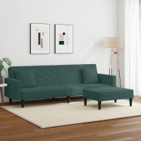 vidaXL 2 Piece Sofa Set with Pillows Dark Green Velvet