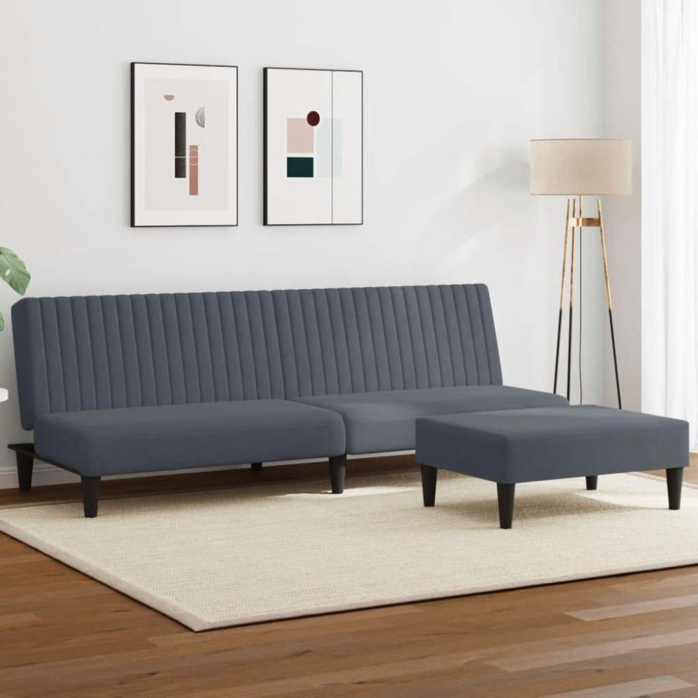 vidaXL 2 Piece Sofa Set Dark Gray Velvet