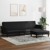 vidaXL 2 Piece Sofa Set Black Faux Leather