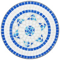 vidaXL Mosaic Bistro Set Blue and White Iron and Ceramic