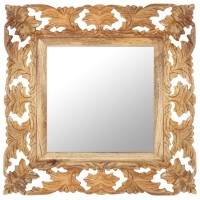 vidaXL Hand Carved Mirror Brown 19.7