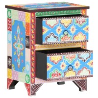 vidaXL Hand Painted Bedside Cabinet 15.7