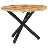 Vidaxl Dining Table Round 39.4X39.4X29.5 Rough Mango Wood