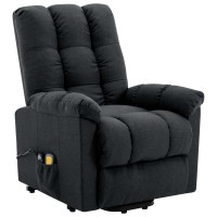 vidaXL Power Lift Massage Recliner Dark Gray Fabric