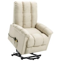 vidaXL Power Lift Massage Recliner Cream Fabric