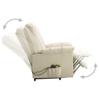 vidaXL Power Lift Massage Recliner Cream Fabric