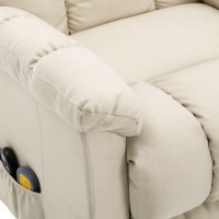 vidaXL Power Lift Massage Recliner Cream Fabric