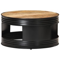 Vidaxl Coffee Table Black 26.8X26.8X14.2 Solid Rough Mango Wood