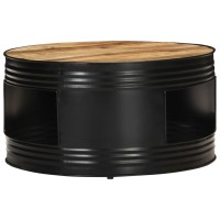 Vidaxl Coffee Table Black 26.8X26.8X14.2 Solid Rough Mango Wood