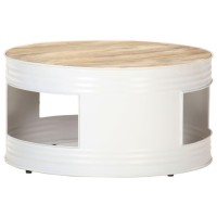 Vidaxl Coffee Table White 26.8X26.8X14.2 Solid Mango Wood