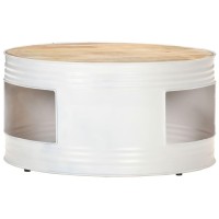 Vidaxl Coffee Table White 26.8X26.8X14.2 Solid Mango Wood