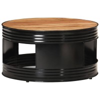 Vidaxl Coffee Table Black 26.8X26.8X14.2 Solid Acacia Wood