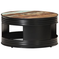 Vidaxl Coffee Table Black 26.8X26.8X14.2 Solid Reclaimed Wood