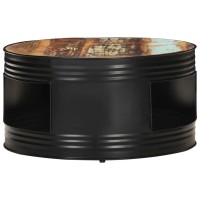 Vidaxl Coffee Table Black 26.8X26.8X14.2 Solid Reclaimed Wood