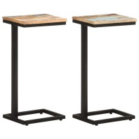 Vidaxl Side Tables 2 Pcs 12.4X9.6X25.4 Solid Reclaimed Wood