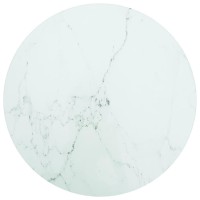 Vidaxl Table Top White 15.7X0.3 Tempered Glass With Marble Design