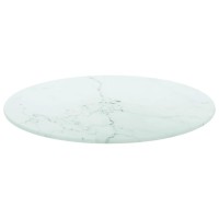Vidaxl Table Top White 15.7X0.3 Tempered Glass With Marble Design