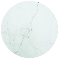 Vidaxl Table Top White 11.8X0.3 Tempered Glass With Marble Design