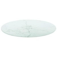 Vidaxl Table Top White 11.8X0.3 Tempered Glass With Marble Design