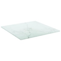 Vidaxl Table Top White 11.8X11.8 0.2 Tempered Glass With Marble Design