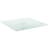 Vidaxl Table Top White 15.7X15.7 0.2 Tempered Glass With Marble Design