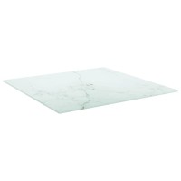 Vidaxl Table Top White 23.6X23.6 0.2 Tempered Glass With Marble Design