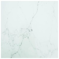 Vidaxl Table Top White 27.6X27.6 0.2 Tempered Glass With Marble Design