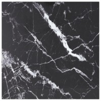 Vidaxl Table Top Black 23.6X23.6 0.2 Tempered Glass With Marble Design