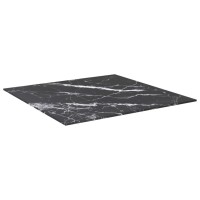 Vidaxl Table Top Black 23.6X23.6 0.2 Tempered Glass With Marble Design