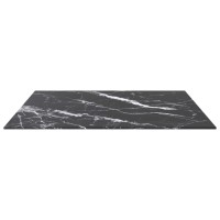 Vidaxl Table Top Black 27.6X27.6 0.2 Tempered Glass With Marble Design