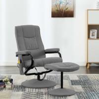 vidaXL Massage Recliner with Footrest Light Gray Fabric