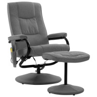 vidaXL Massage Recliner with Footrest Light Gray Fabric