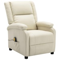 vidaXL Massage Recliner Cream White Faux Leather