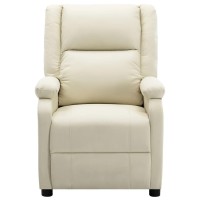 vidaXL Massage Recliner Cream White Faux Leather