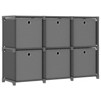 Vidaxl 6-Cube Display Shelf With Boxes Gray 40.6X11.8X28.5 Fabric