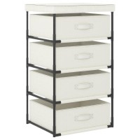 vidaXL Storage Rack with 4 Fabric Baskets Steel Cream